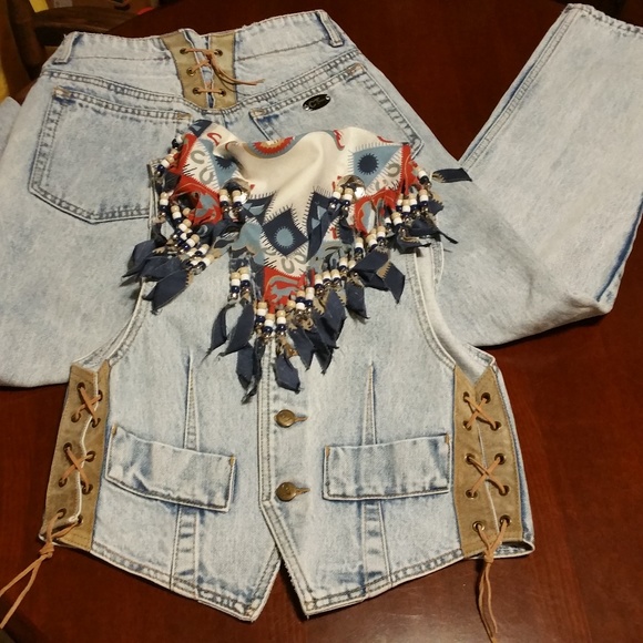 High Waist Jeans W/Matching Vest laces too! - Picture 2 of 6
